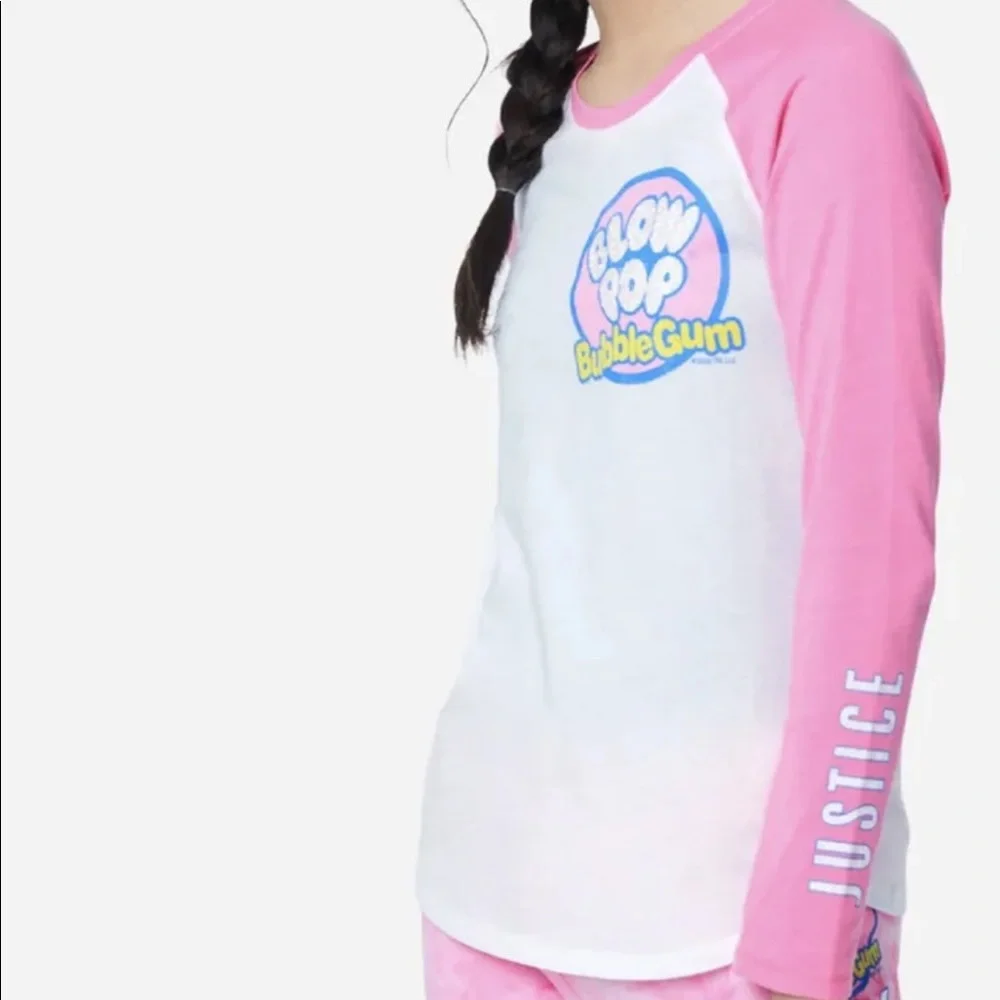 Justice girls t-shirt blow pop bubble gum lollipops candy Scented top new M, SM